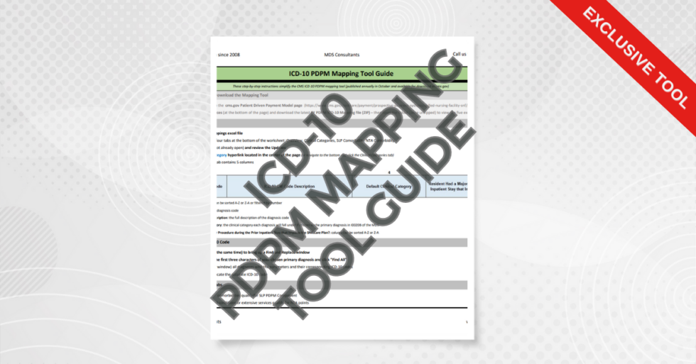 ICD10 PDPM Mapping Tool Guide My MDS Expert